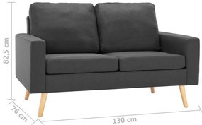vidaXL Καναπές Διθέσιος Σκούρο Γκρι Υφασμάτινος