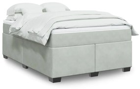 vidaXL Κρεβάτι Boxspring με Στρώμα Ανοιχτό Γκρι 160x200 εκ. Βελούδινο