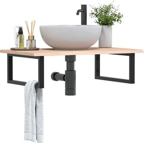 vidaXL Ράφι Νιπτήρα Τοίχου από Ατσάλι / Μασίφ Ξύλο Δρυός
