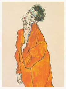 Εκτύπωση έργου τέχνης Man in an Orange Jacket (Male Self Portrait) - Egon Schiele, (30 x 40 cm)