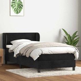 Box Spring Κρεβάτι με στρώμα Μαύρο 100x220 εκ. Βελούδινο - Μαύρο