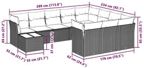 vidaXL Σαλόνι Κήπου 11 Τεμαχίων Αν. Γκρι Συνθετικό Ρατάν με Μαξιλάρια