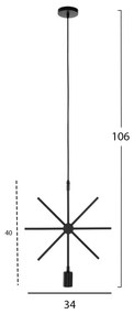 Φωτιστικό Οροφής Κρεμαστό Μαύρο Μέταλλο Αστέρι 34x40x106Υεκ.