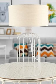 Stewehome Λευκή Επιτραπέζια Λάμπα με Μπεζ Καπέλο 45x26 cm