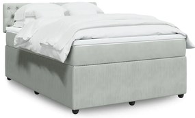 vidaXL Κρεβάτι Boxspring με Στρώμα Ανοιχτό Γκρι 140x200 εκ. Βελούδινο