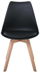 Καρέκλα MARTIN STRIPE Ξύλινο πόδι / PP Μαύρο 49x56x82cm (Σετ 4 ΤΕΜ)
