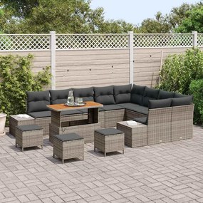 vidaXL Σετ Καναπέ Κήπου με μαξιλάρι 13 pcs Γκρι Πολυ ράταν