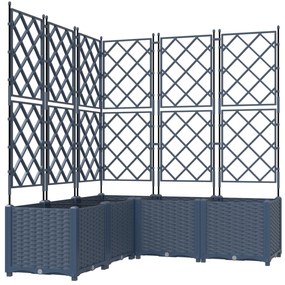 vidaXL Κηποτινάκι με Τρέλα 5 pcs Γκρι 120 x 120 x 143 εκ. PP