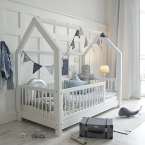 Κρεβάτι Παιδικό Montessori Flora με κάγκελα 33cm σε Λευκό Χρώμα  90×200cm  Luletto (Δώρο 10% έκπτωση στο Στρώμα)