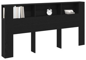 vidaXL Κεφαλάρι Ντουλάπα Μαύρη Δρυς 200x18,5x104,5 εκ.