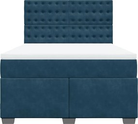 vidaXL Κρεβάτι Boxspring με Στρώμα Μπλε 140x200 εκ. Βελούδινο