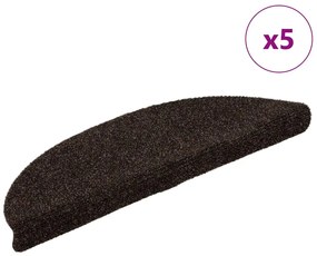 vidaXL Πατάκια Σκάλας Αυτοκόλλητα 5 τεμ. Καφέ 56x17x3 εκ. Βελονιασμένα