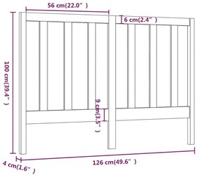 Κεφαλάρι Κρεβατιού 126 x 4 x 100 εκ. από Μασίφ Ξύλο Πεύκου - Καφέ