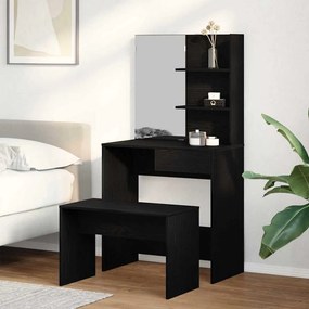 vidaXL Σετ Τραπεζιού Μακιγιάζ 2 pcs Μαύρη Οξυά Επεξεργασμένο ξύλο