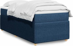 vidaXL Κρεβάτι Boxspring με Στρώμα Μπλε 90x190 εκ.Υφασμάτινο