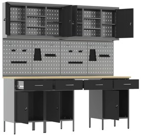 vidaXL Set Εργαλειοθήκης 10 Τεμαχίων Μαύρο Ατσάλι
