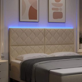 vidaXL LED κεφαλάρι Κρεμ 180 cm ύφασμα