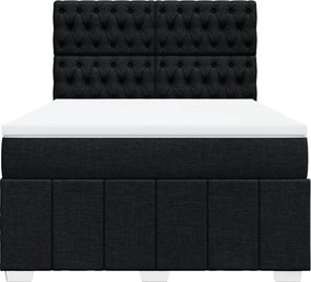 vidaXL Κρεβάτι Boxspring με Στρώμα Μαύρο 160x200 εκ. Υφασμάτινο