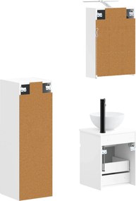 vidaXL Σετ Επίπλων Μπάνιου 4 pcs Λευκό Επεξεργασμένο Ξύλο και Γυαλί