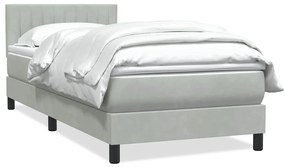 vidaXL Κρεβάτι Boxspring με Στρώμα Ανοιχτό Γκρι 80x210 εκ. Βελούδινο