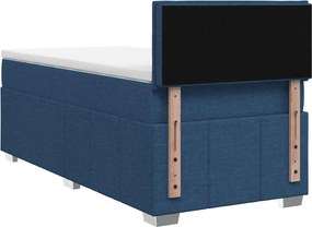 vidaXL Κρεβάτι box spring με στρώμα Μπλε 90 x 200 cm Ύφασμα