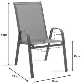 Τραπεζαρία Valor-Calan σετ 5τεμ μέταλλο-textilene καφέ 110x60x70εκ