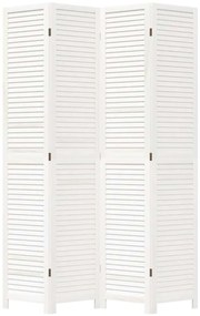 vidaXL Διαχωριστικό Χώρου με 4 Πάνελ Λευκό από Μασίφ Ξύλο Παυλώνιας
