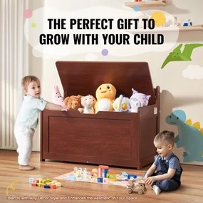 VEVOR Kids Toy Storage Bench Wooden Toy Box Chest 32.68 x 17.91 x 24.02&quot; Cherry