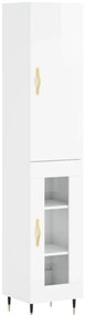 vidaXL Ντουλάπι Γυαλ. Λευκό 34,5 x 34 x 180 εκ. από Επεξεργασμένο Ξύλο