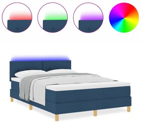 vidaXL Κρεβάτι με Σπρέι με Στρώμα & LED Μπλε 140x190 εκ. Ύφασμα