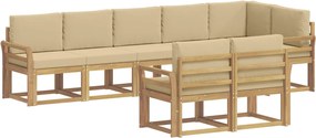 vidaXL Σειρά Καναπέ Εξωτερικού 8 pcs Λευκό και Μπεζ Πολυεστέρας
