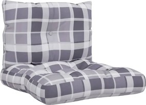 vidaXL Μαξιλάρια Παλέτας 2 τεμ. Γκρι Καρό Υφασμάτινα