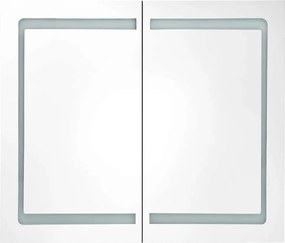 vidaXL Καθρέφτης Μπάνιου με Ντουλάπι &amp; LED Λαμπερό Γκρι 80x12x68 εκ.