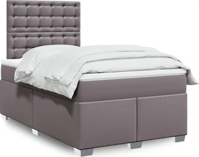 vidaXL Κρεβάτι Boxspring με Στρώμα Γκρι 120x190εκ. από Συνθετικό Δέρμα