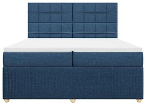 vidaXL Κρεβάτι Boxspring με Στρώμα Μπλε 200x200 εκ. Υφασμάτινο