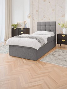 Επενδυμένο Κρεβάτι Luanda Single-Γκρι Σκούρο-80x200