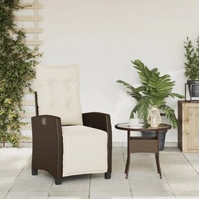 Καρέκλα Κήπου Ανακλινόμενη Καφέ Συνθετικό Ρατάν με Υποπόδιο - Καφέ