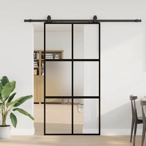 vidaXL Σετ συρόμενης πόρτας με υλικό μαύρο 102,5x205 cm