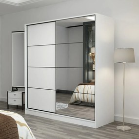 Διφυλλη Ντουλαπα Συρομενη Λευκο KALEO 52x180x210