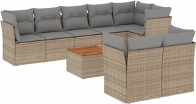 vidaXL Patio Sofa Set 8-θέσια Μικτό μπεζ και γκρι