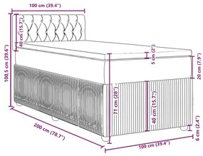 Κρεβάτι Boxspring με Στρώμα Σκούρο Καφέ 100x200 εκ. Υφασμάτινο - Καφέ