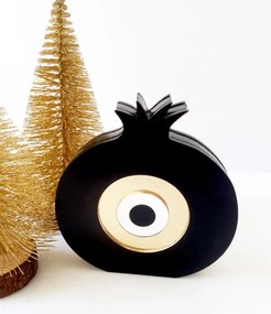 Επιτραπέζιο γούρι Ρόδι με μάτι χρυσό - Μαύρο