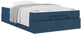 vidaXL Σκελετός Κρεβατιού με στρώμα Μπλε 120 x 200 cm ύφασμα