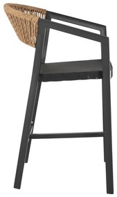 ΣΚΑΜΠΟ ΑΛΟΥΜΙΝΙΟΥ HM5892.15 ΜΕΣΑΙΟΥ ΥΨΟΥΣ RATTAN &amp; TEXTLINE ΜΑΥΡΟ ΜΠΕΖ 56,5x57x99,5Y (1 Τεμμάχια)