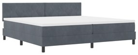vidaXL Κρεβάτι Box Spring  με Στρώμα Σκούρο Γκρι 200x200 εκ. Βελούδο