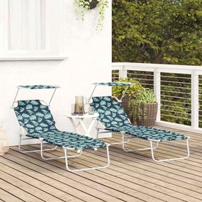 vidaXL Ξαπλώστρα 2 pcs Πράσινο 58 x 188 x 77 εκ. Πολυεστέρας