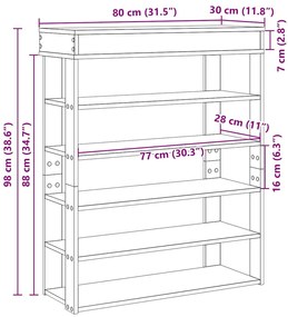 Ράφι παπουτσιών Λευκό 80x30x98 cm Κατασκευασμένο ξύλο - Λευκό