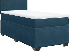 vidaXL Κρεβάτι Boxspring με Στρώμα Μπλε 100x200 εκ. Βελούδινο