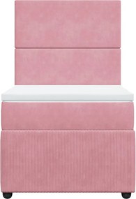 vidaXL Κρεβάτι Boxspring με Στρώμα Ροζ 90x200 εκ. Βελούδινο