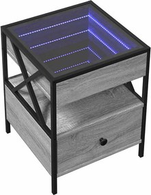 vidaXL Τραπεζάκι Άπειρο Φως LED Γκρι Sonoma 40x40x51 εκ.